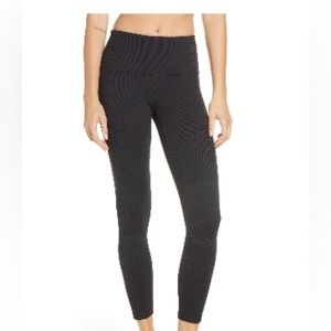 Zella Moto Ribbed High Waist Ankle Leggings in Black XL